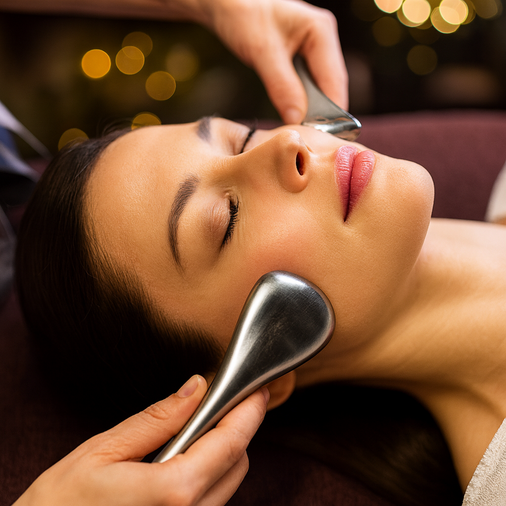 Spa facial using cryotherapy face massager by The Infinite Shop.