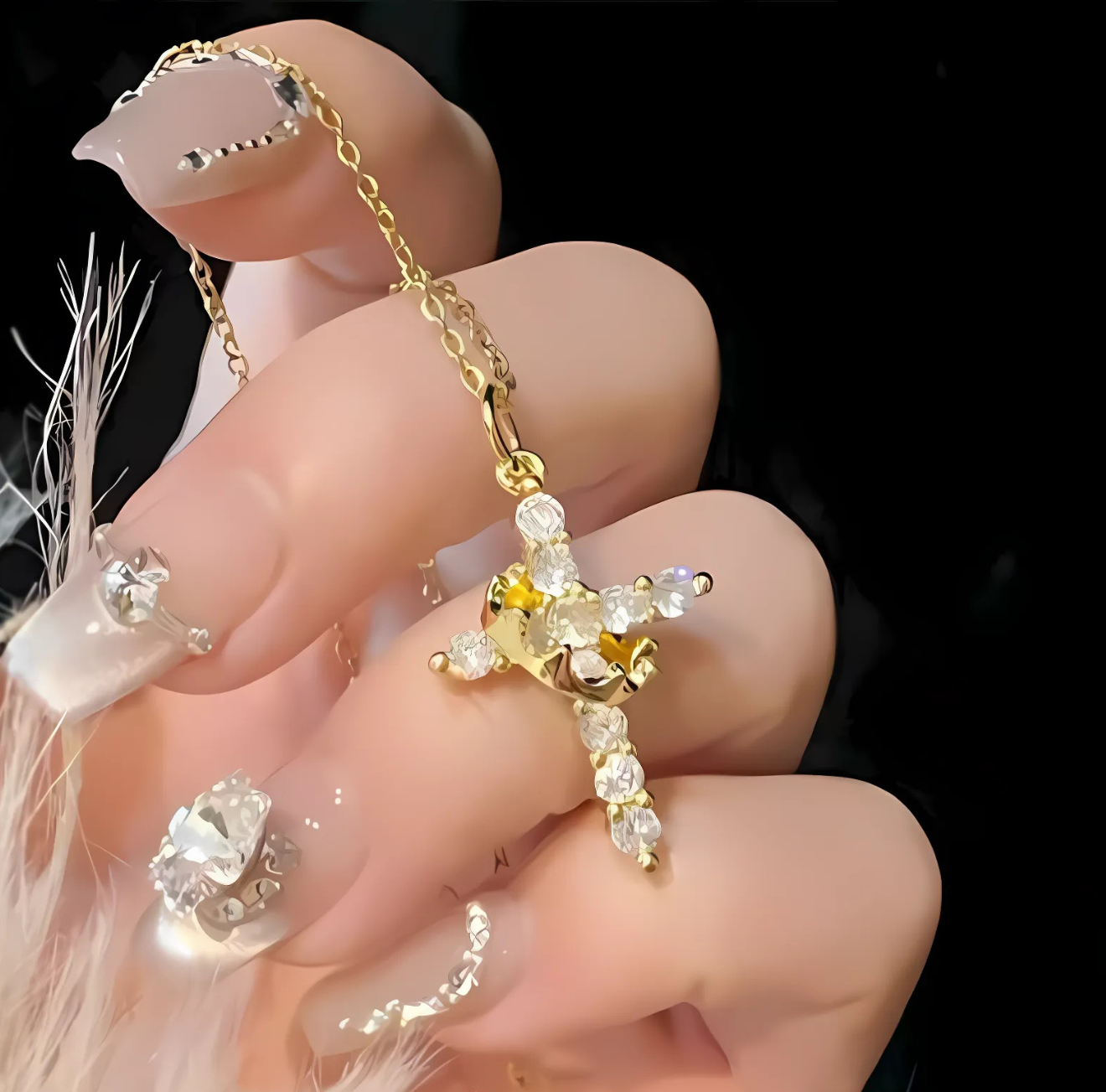 Gold rotatable crown cross necklace by The Infinite Shop