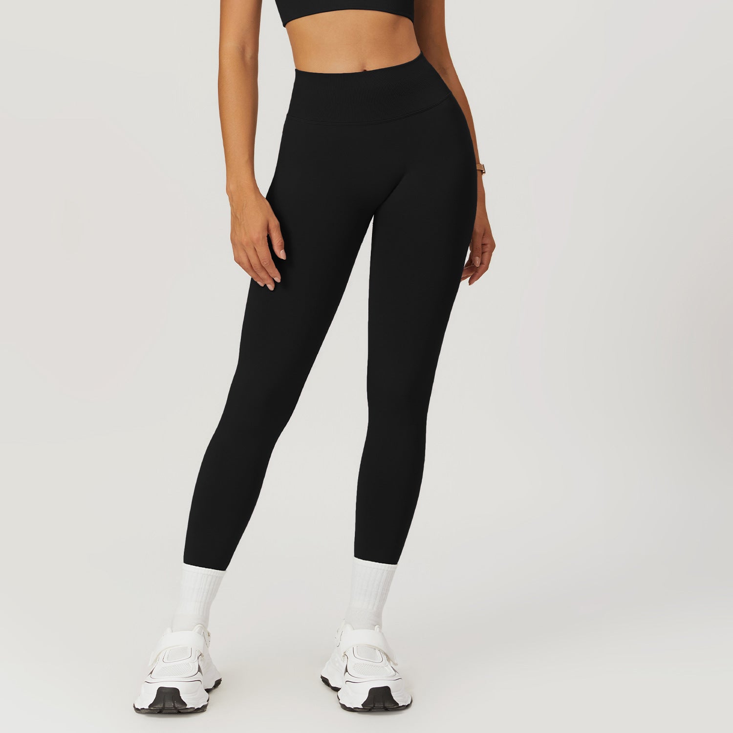 Black seamless high-rise yoga pants from The Infinite Shop.