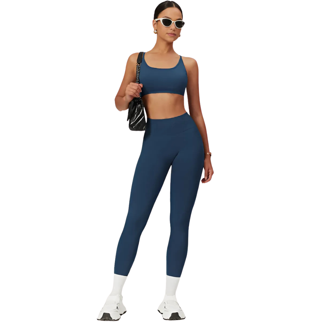 Navy blue seamless high-rise yoga pants from The Infinite Shop.